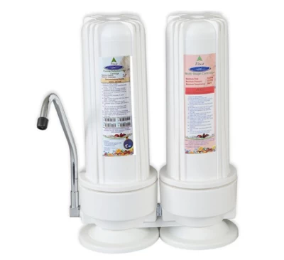 Countertop replaceable double fluoride water filter system