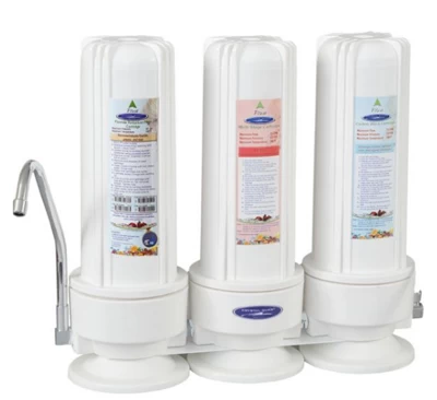 Countertop triple fluoride water filter system